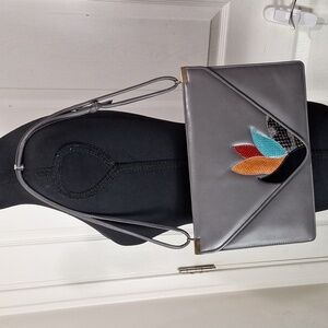 Vintage Leather & Snakeskin Clutch/Crossbody Bag